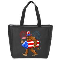 4th Of July Bigfoot American Flag Fireworks Sasquatch Zip Tote Bag