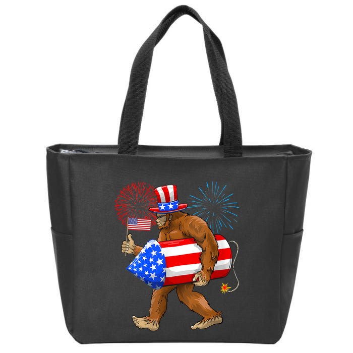 4th Of July Bigfoot American Flag Fireworks Sasquatch Zip Tote Bag