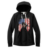 4th Of July Labrador American Flag Patriotic Chocolate Lab Women's Fleece Hoodie