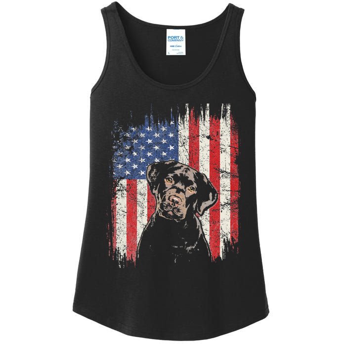 4th Of July Labrador American Flag Patriotic Chocolate Lab Ladies Essential Tank