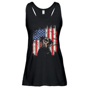 4th Of July Labrador American Flag Patriotic Chocolate Lab Ladies Essential Flowy Tank