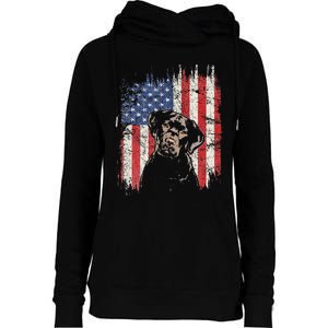 4th Of July Labrador American Flag Patriotic Chocolate Lab Womens Funnel Neck Pullover Hood