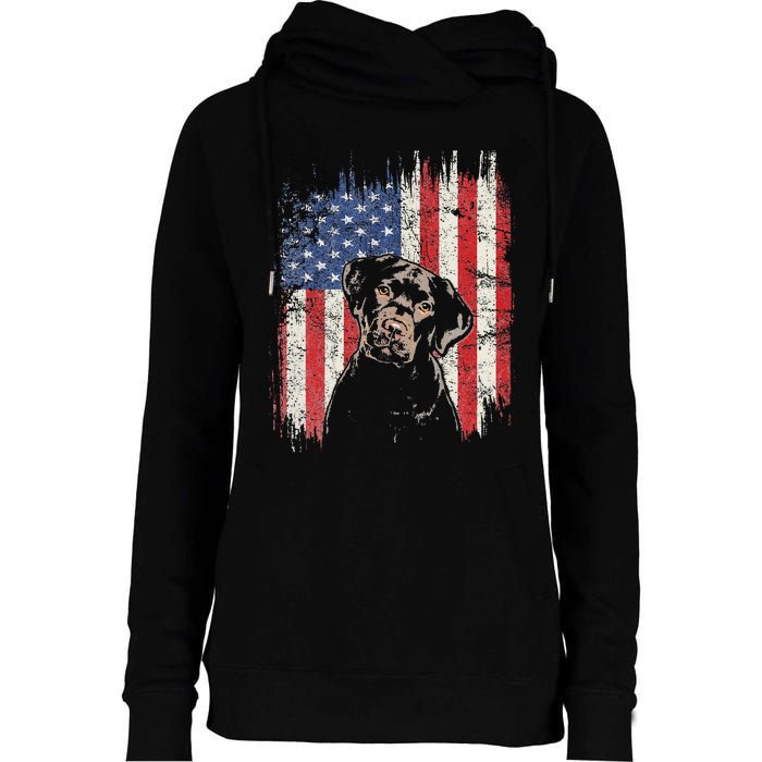 4th Of July Labrador American Flag Patriotic Chocolate Lab Womens Funnel Neck Pullover Hood