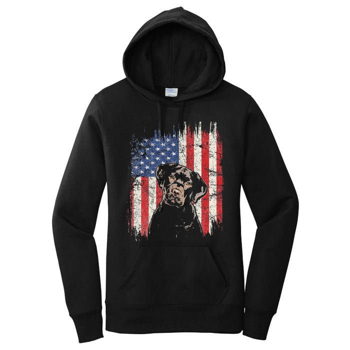 4th Of July Labrador American Flag Patriotic Chocolate Lab Women's Pullover Hoodie