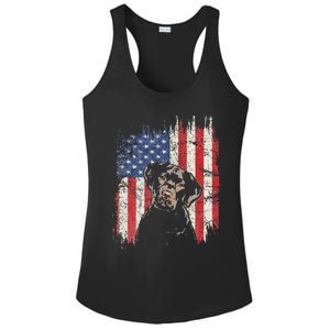 4th Of July Labrador American Flag Patriotic Chocolate Lab Ladies PosiCharge Competitor Racerback Tank