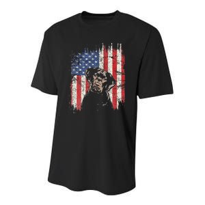 4th Of July Labrador American Flag Patriotic Chocolate Lab Youth Performance Sprint T-Shirt