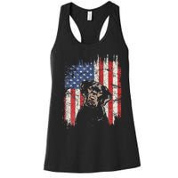 4th Of July Labrador American Flag Patriotic Chocolate Lab Women's Racerback Tank