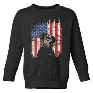 4th Of July Labrador American Flag Patriotic Chocolate Lab Toddler Sweatshirt