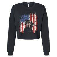 4th Of July Labrador American Flag Patriotic Chocolate Lab Cropped Pullover Crew