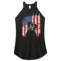 4th Of July Labrador American Flag Patriotic Chocolate Lab Women's Perfect Tri Rocker Tank