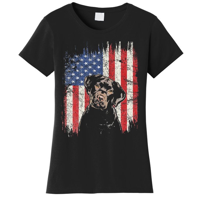 4th Of July Labrador American Flag Patriotic Chocolate Lab Women's T-Shirt