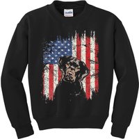 4th Of July Labrador American Flag Patriotic Chocolate Lab Kids Sweatshirt