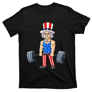 4th Of July Uncle Sam Weightlifting Funny Deadlift Fitness T-Shirt