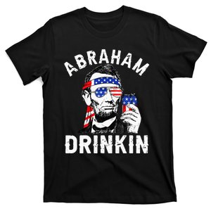 4th of July Abraham Drinking Merica Abe Lincoln Beer Lover T-Shirt