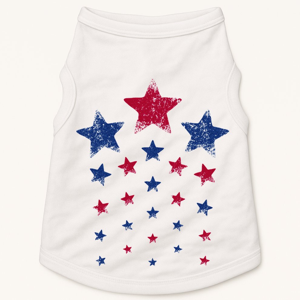 4th of July  Cute USA Patriotic Stars Doggie Tank