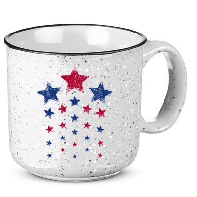 4th of July  Cute USA Patriotic Stars 15oz Campfire Ceramic Mug