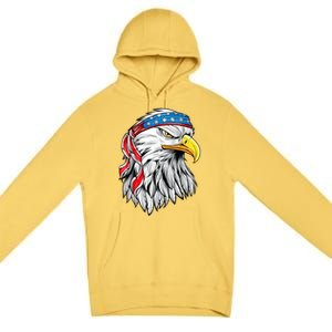 4th Of July Patriotic Eagle American Flag Premium Pullover Hoodie