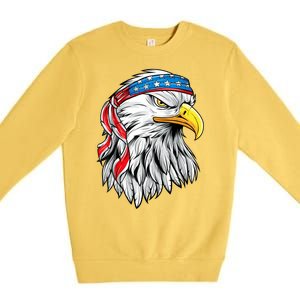 4th Of July Patriotic Eagle American Flag Premium Crewneck Sweatshirt