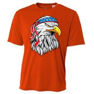 4th Of July Patriotic Eagle American Flag Cooling Performance Crew T-Shirt