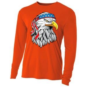 4th Of July Patriotic Eagle American Flag Cooling Performance Long Sleeve Crew