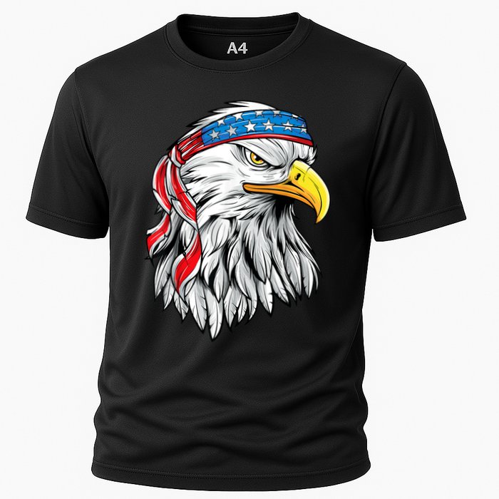 4th Of July Patriotic Eagle American Flag Cooling Performance Crew T-Shirt