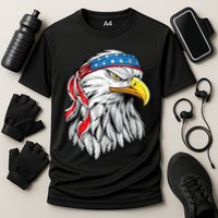 4th Of July Patriotic Eagle American Flag Cooling Performance Crew T-Shirt