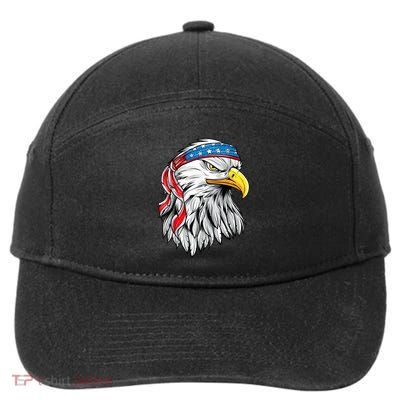 4th Of July Patriotic Eagle American Flag 7-Panel Snapback Hat