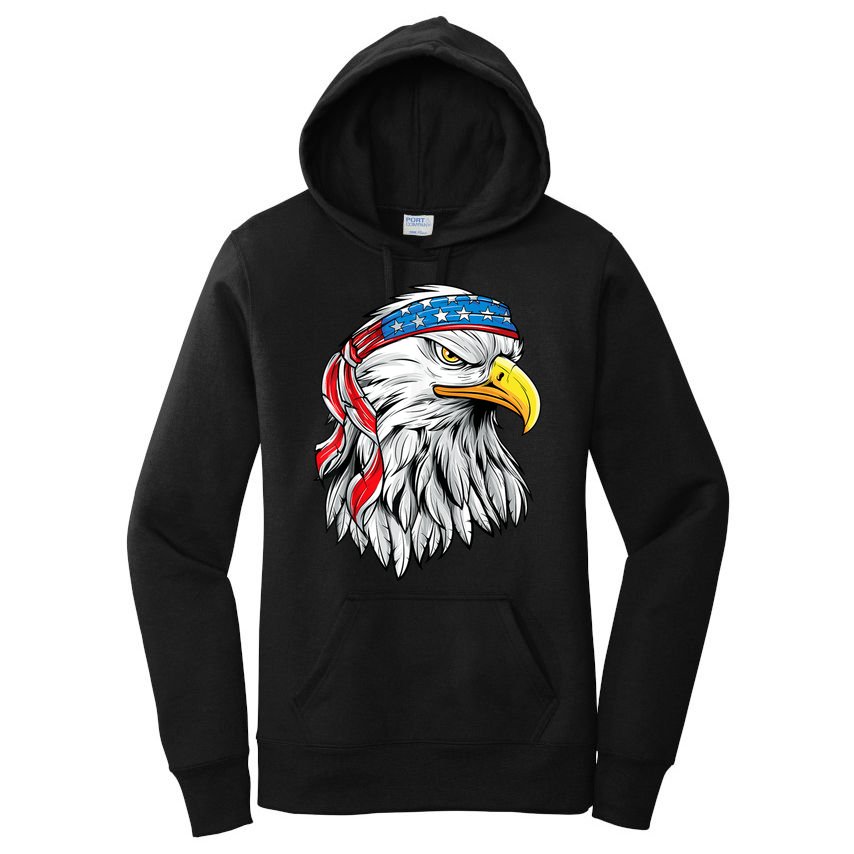 4th Of July Patriotic Eagle American Flag Women's Pullover Hoodie
