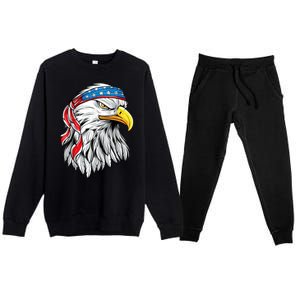 4th Of July Patriotic Eagle American Flag Premium Crewneck Sweatsuit Set