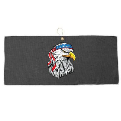 4th Of July Patriotic Eagle American Flag Large Microfiber Waffle Golf Towel