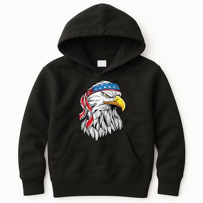 4th Of July Patriotic Eagle American Flag Kids Hoodie