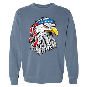 4th Of July Patriotic Eagle American Flag Garment-Dyed Sweatshirt