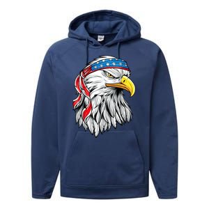 4th Of July Patriotic Eagle American Flag Performance Fleece Hoodie