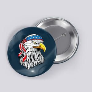 4th Of July Patriotic Eagle American Flag Button