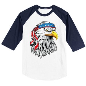 4th Of July Patriotic Eagle American Flag Baseball Sleeve Shirt