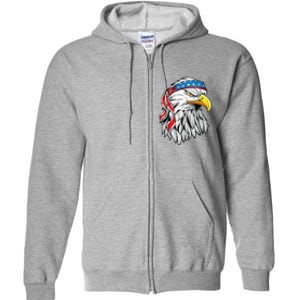 4th Of July Patriotic Eagle American Flag Full Zip Hoodie