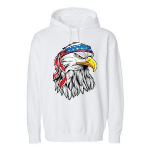 4th Of July Patriotic Eagle American Flag Garment-Dyed Fleece Hoodie