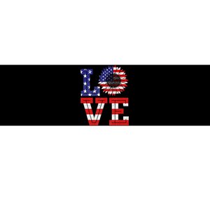 4th Of July Love Sunflower Patriotic American Flag Bumper Sticker