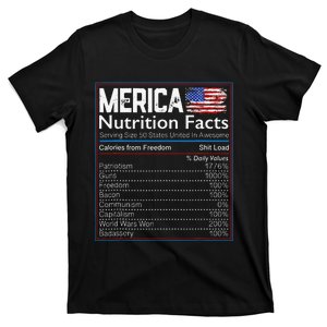 4th of July Proud American Merica Nutrition Facts T-Shirt