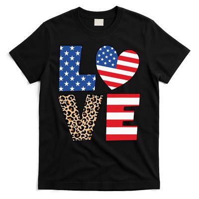 4th Of July Love Heart American Flag USA Funny Patriotic T-Shirt