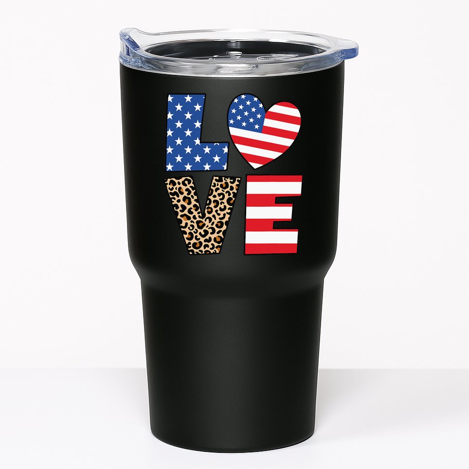 4th Of July Love Heart American Flag USA Funny Patriotic Tumbler