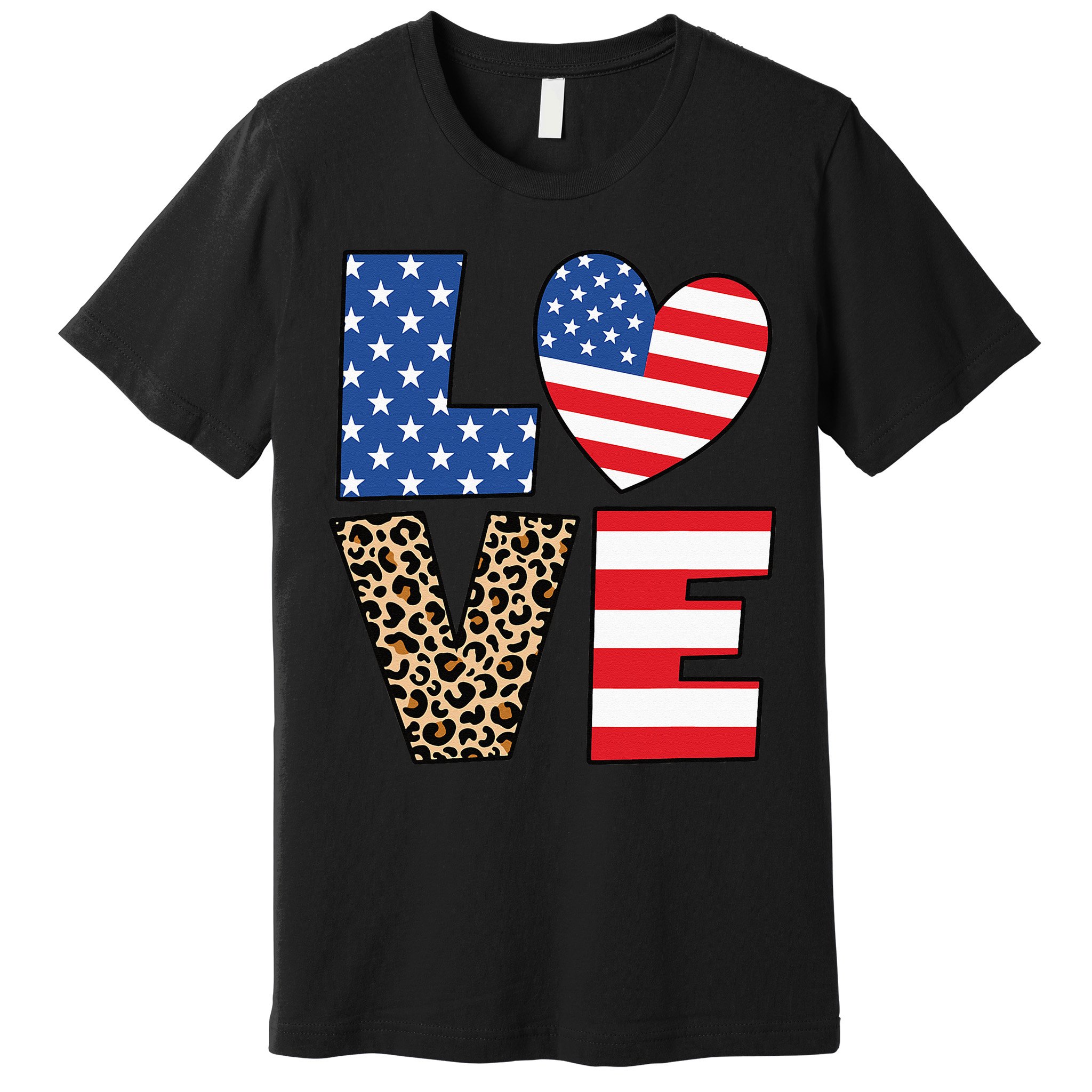 4th Of July Love Heart American Flag USA Funny Patriotic Premium T-Shirt