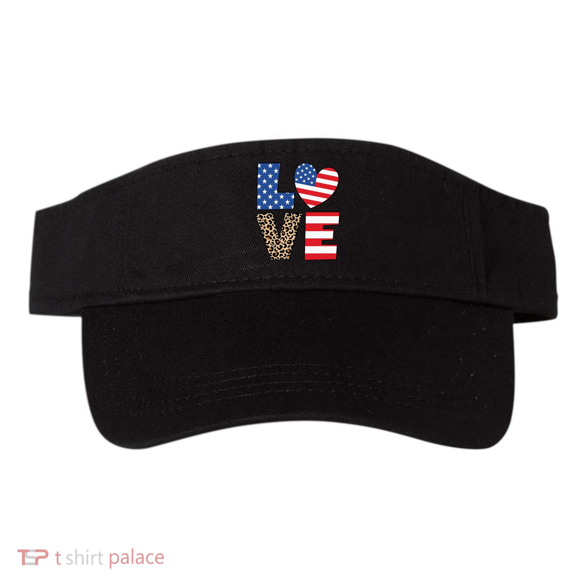 4th Of July Love Heart American Flag USA Funny Patriotic Visor