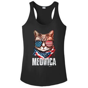 4th Of July Meowica American Flag Cat Ladies PosiCharge Competitor Racerback Tank