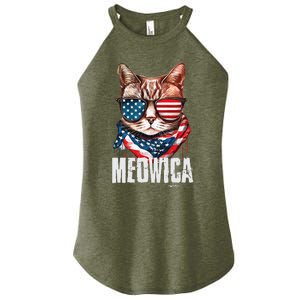 4th Of July Meowica American Flag Cat Women's Perfect Tri Rocker Tank