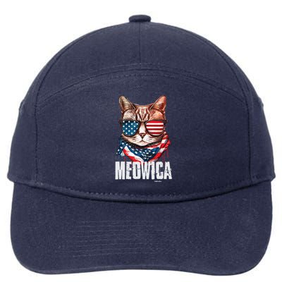 4th Of July Meowica American Flag Cat 7-Panel Snapback Hat