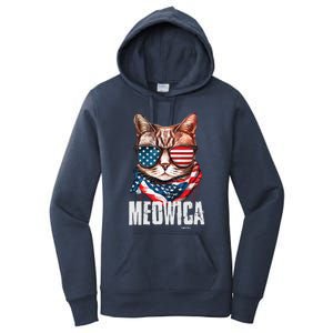 4th Of July Meowica American Flag Cat Women's Pullover Hoodie