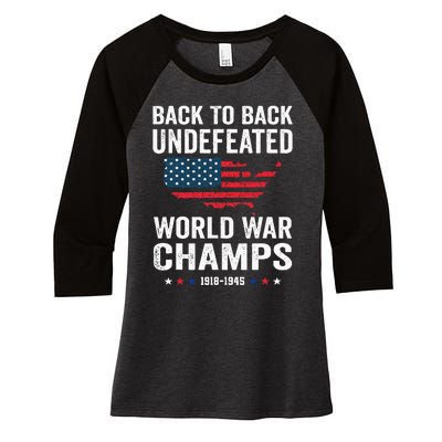 4th Of July Back To Back Undefeated World War Champs Women's Tri-Blend 3/4-Sleeve Raglan Shirt