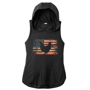 4th of July Chicken Patriotic American Flag Wo Ladies PosiCharge Tri-Blend Wicking Draft Hoodie Tank