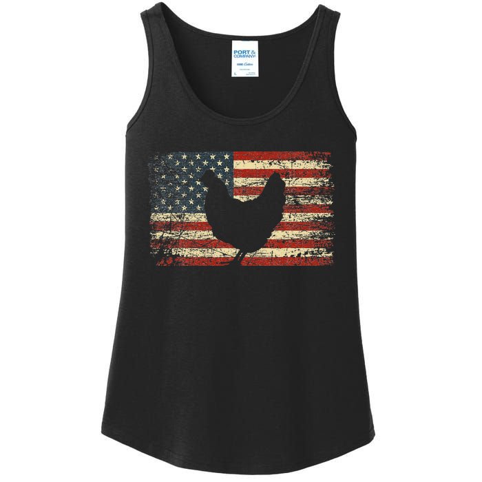 4th of July Chicken Patriotic American Flag Wo Ladies Essential Tank